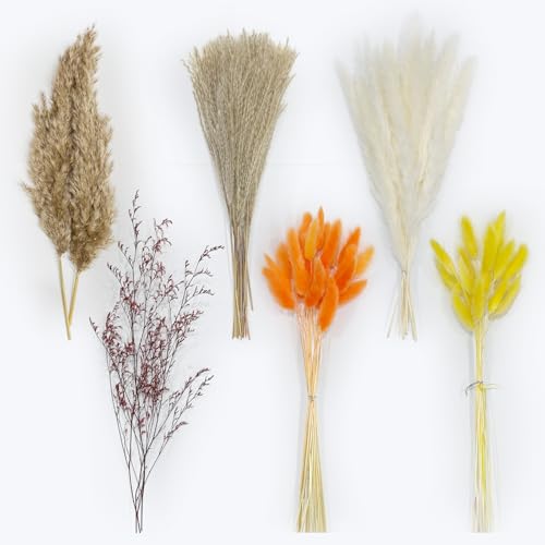 97 PCS Natural Dried Pampas Grass Bouquet, 17" Fall Floral