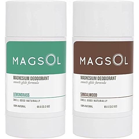 MAGSOL Natural Deodorant for Men & Women - Mens Deodorant with Magnesium - Perfect for Ultra Sensitive Skin, Aluminum Free Deodorant for Women, Baking Soda Free (2 Pack: Lemongrass & Sandalwood) Cover