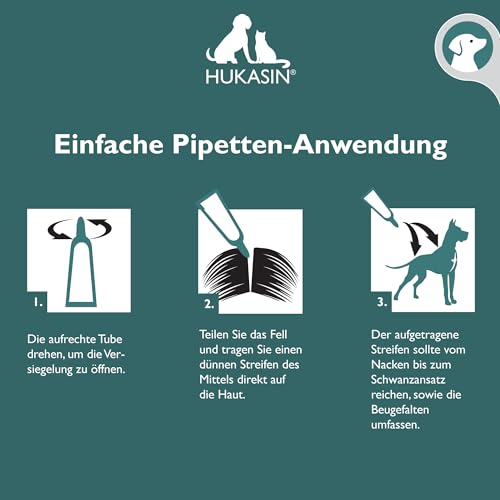 Hukasin® Spot On Hund - Zecken- und Floh Schutz - langanhaltender Zeckenschutz Hund & Flohmittel Hund bis zu 12 Wochen
