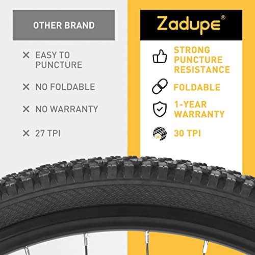 Zadupe 2 Pakcs 26 Inch Folding Replacement Bike Tire Mountain Bike Continental Ride Tour Replacement Bike Tire 30 Tpi 26 X 1.95 Inch Black #TOP2