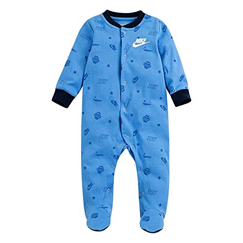 Nike Infant/Toddler Printed Footed Coverall (University Blue(56F264-B9F)/Black, 3 Months)