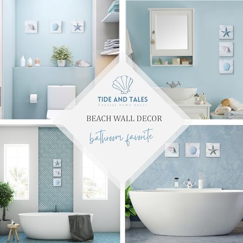 TideAndTales-3D-Beach-Wall-Art-Seashell-with-Starfish-for-Coastal-Bathroom-Decor-Ocean-Inspired-Decor-for-Bathroom-Coastal-Bedroom-Living-Room-or-Beach-House-Set-of-3-6x-6 TideAndTales 3D Beach Wall Art Seashell with Starfish for Coastal Bathroom Decor Ocean Inspired Decor for Bathroom Coastal Bedroom Living Room or Beach House Set of 3 6x 6