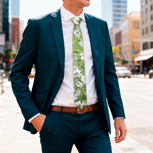 Image of Barry.Wang 100% Cotton Floral Ties for Men 63 inch Extra Long Necktie Clip
