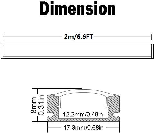6x6.6ft LED Strip Aluminum Channel - Starlandled LED Track Profile System with Milky Cover Diffusers, End Caps and Mounting Clips for LED Strip Light Easy Installations - Thumbnail 2