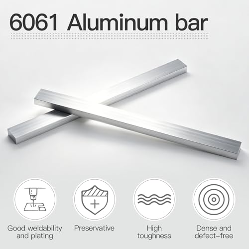 Image of 2PCS 1 /2 inch Thick x 1 inch Wide 12 inch Long 6061 Aluminum Flat Bar, T6511 Mill Stock Solid Square Aluminum Bar for Industrial, DIY and Fabrication