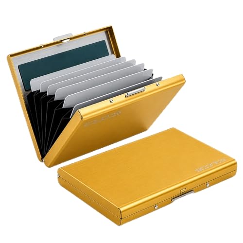 Image of Storite 6 Slots RFID Protected Metal Credit Card Holder Wallet for Men & Women - Golden - 9.6 x 6.6 x 1.3 cm