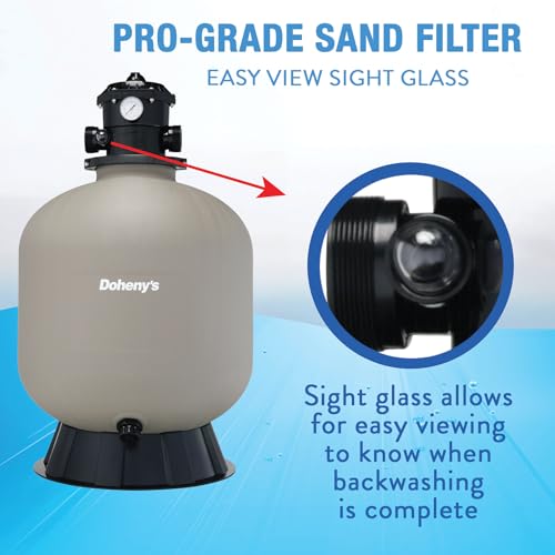Image of Doheny's Pool Pro Sand Filter System | 14 inch System w / .35 HP Pump | ideal For Above Ground Pools Up to 12,000 Gallons | Superior Flow And Performance | Doheny Pool Pro Pump, System Base & Plumbing Kit