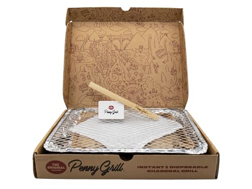 Disposable Grill Portable BBQ for Disaster Prepper Camping Tailgating & Outdoor Adventures: Penny Grill Disposable Charcoal Grills - Hassle-free Eco-Friendly Grilling experience wherever you go!