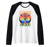 ketchikan alaska indiano nativo americano totem pole maglia con maniche raglan