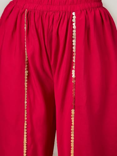 Image of ishin Women Sequin V-neck Embellished Knee length flared kurta with dhoti pants