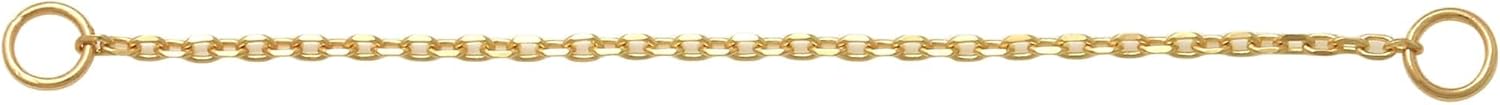 ANYGOLDS 14K Solid Gold Extension Ear Chain Connector - Dangle Cartilage Chain Earring Charm with O-Rings for Tragus, Conch & Helix - 1.5 & 2 Inch Minimalist Ear Piercing Jewelry - No Earring Included