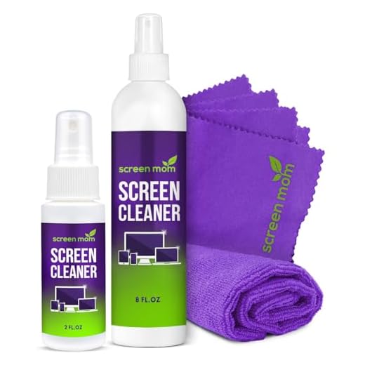 Screen Mom Screen Cleaner Home & Away Bundle – Designed for LED, LCD, Plasma, TV, iPad, Laptop, Computer Monitor, Tablets, Phones, & Eyeglasses - Includes 8oz & 2oz Bottle with 4 Microfiber Cloths