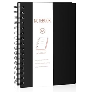 ojussa Notebook A5, Spiral Notepad, Wirebound Spiral Notebooks, PVC Cover 240Pages /120 Sheets, Lined Journal for Office Use School Learning Writing 14.3 * 21.3cm