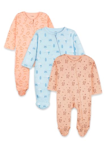 Image of Kidbea Organic Cotton Unisex Baby Romper Soft Breathable Full Sleeve Zipper Footed Bodysuit for Newborn & Infant Kids Sleepwear
