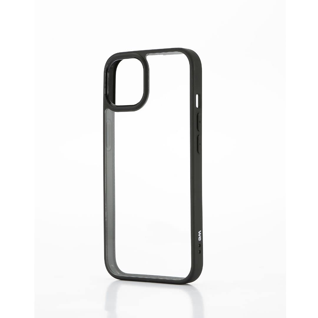 WE Custodia protettiva in gomma per Apple iPhone 14: retro trasparente, contorno opaco nero, anti-urti, antiscivolo, semi-rigido, aspetto del telefono conservato