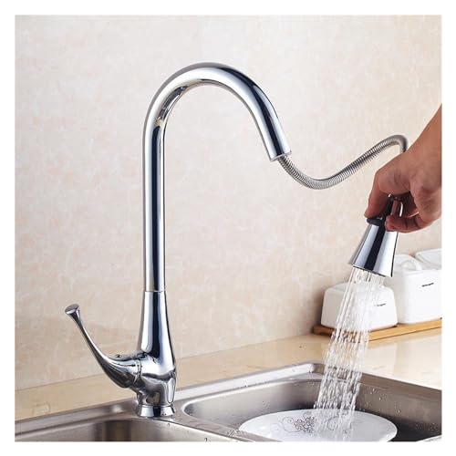 Grifo de cocina extraíble monomando plateado giratorio de 360 grados 4