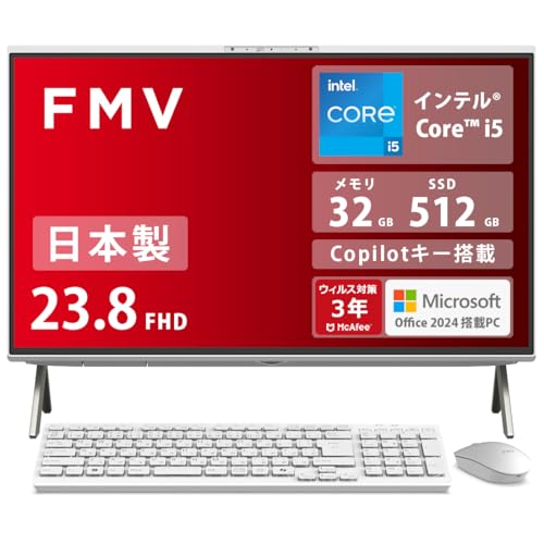 xm fXNgbvp\R ̌^ { FMV Desktop F WF1-K1 (MS Office 2024/CopilotL[/Win 11/23.8^/Core i5/32GB/SSD 512GB/X[p[}`hCu) AZ_WF1K