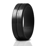Saco Band Silicone Ring Wedding Bands for Men (Black, 9.5-10 (19.8mm))