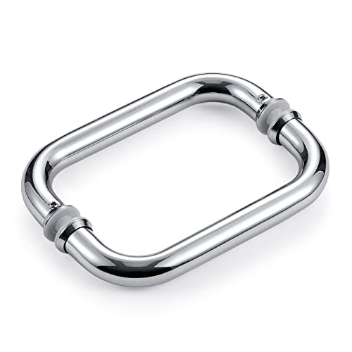 Ranbo Hardware 6" Back To Back Tubular Shower Door Pull Handle For Frameless Shower Doors, Polished Chrome, With Washers (6 Inch Pull Handle-Silver) #TOP3