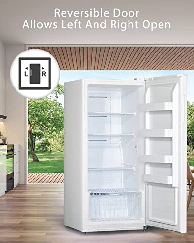 Smad Upright Freezers 13.8 Cu.ft, Convertible Freezer Refrigerator Upright, Frost Free, Single Door, Recessed Handle, Stand Up Deep Freezer/Fridge For Home Kitchen, Restaurant, White #TOP3