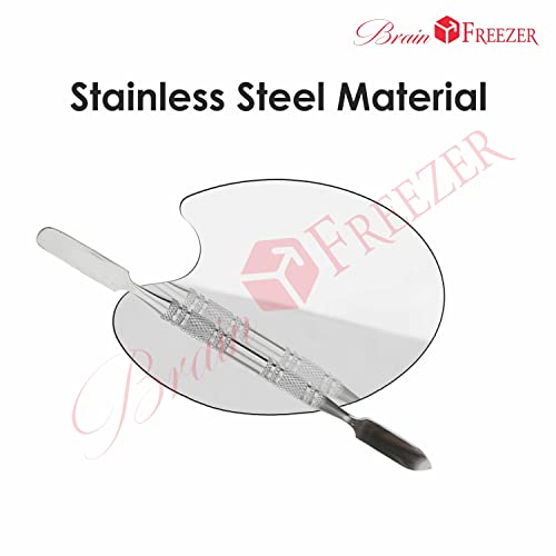 Image of Brain Freezer Shiny Makeup Palette with Stainless Steel Oval Shape Spatula, Silver 100 g