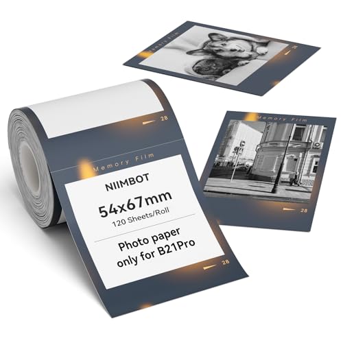 NIIMBOT Labels, Photo Paper Only for B21Pro Label Printer, 54 x 67mm, 120 Labels per Roll, Thermal Paper Sticker Label Tape for Photos, Notes, Memos, and DIY, Best Years