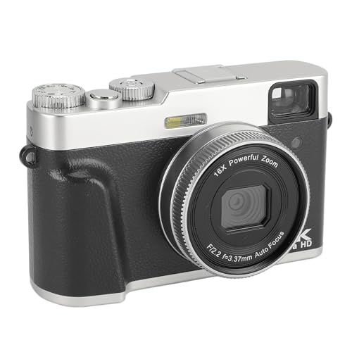 Cámara Digital 4K para Fotografía, Cámara Vlogging de 48MP, Cámara de Video Retro con Pantalla HD IPS de 2.8, Zoom Digital 16X, Antivibración, Disparo Macro, Batería NP‑60 (Black)