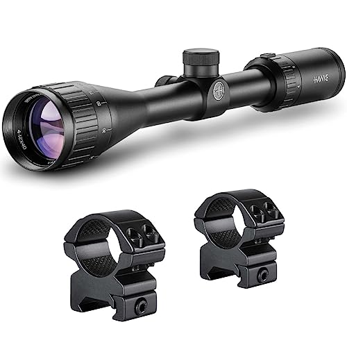 HAWKE Vantage 4-12x40 AO 1in Mil-Dot Riflescope with Matchmount 1in 2pc Double Screw Mounts - Hawke