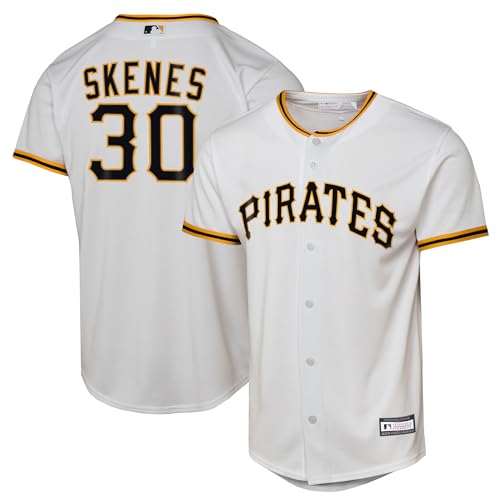 Outerstuff Paul Skenes Pittsburgh Pirates MLB Kids Youth 8-20 White Home Player Jersey (US Numeric 14 16 Regular Paul Skenes Pittsburgh Pirates White)