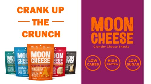 Moon Cheese Cheddar Believe It, 2 Ounce, 3-Pack, Crunchy, Protein-Rich Cheese Snack, Keto Friendly, 100% Real Cheese #TOP5
