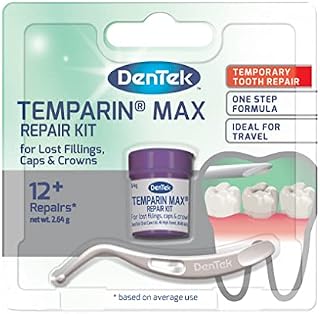 DenTek Temparin Max Home Dental Repair Kit for repairing lost fillings and loose caps, crowns or inlays - 12+/ 13+ Repairs(package may vary)