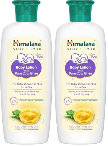 Image of Himalaya Baby Lotion With Pure Cow Ghee 200Ml|Ph5.5|Pure Ghee|Aloe Vera|Safe For Newborns|For Baby's Sensitive Skin|No Parabens|No Phthalates|No Mineral Oil|No Synthetic Color|Dermatologically Tested
