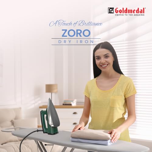 Image of Goldmedal Zoro 1100W Dry Iron| Non-stick Premium Triple Coated Soleplate| 5 Fabric Setting|1.8 Meter Cord|360 Swivel Cord| Indicator Lamp for Heating| 2.5 Years Warranty| Light Weight (Green)