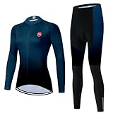 Women's Cycling Jersey Set Long Sleeve Road Bike Shirts Bicycle Clothing Riding Cycling Pants with Gel Padded
