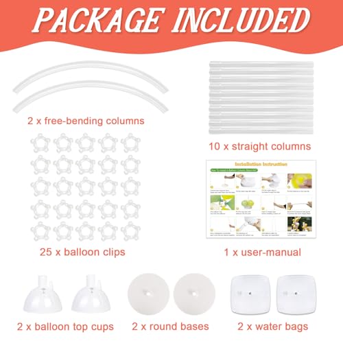 CYAOOI 8FT & 6FT Balloon Arch Stand, Flexible Top Balloon Arch Kit, Half Arch Balloon Stand with Base for Floor, Balloon Column Kit for Wedding Birthday Baby Shower Graduation Party Decorations