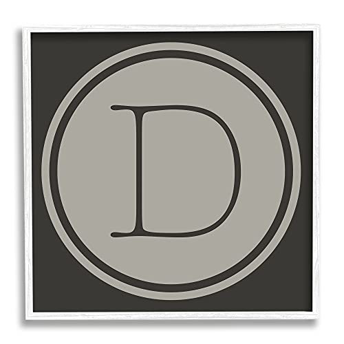 Stupell Industries Modern D Initial Elevator Key Circular Shape Framed Wall Art