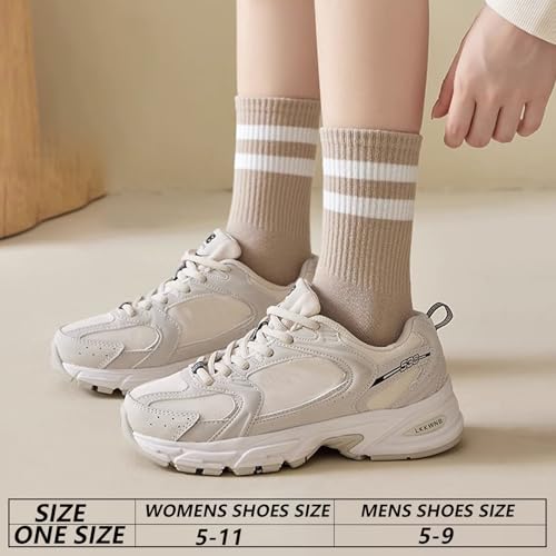 Image of 5 Pairs Womens Striped Crew Socks, Cotton Cozy Casual Socks for Women,Breathable Cool,Size 5-10