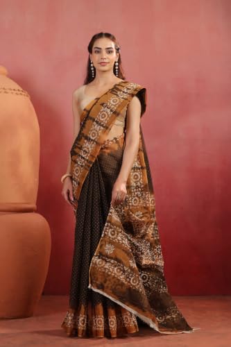 Image of TAMAIRA FASHION Mulmul Pure Cotton Saree For Woman Batik Printed|Office Wear Daily Wear Sarees For Women Without Blouse Piece (Available in 13 Colours)