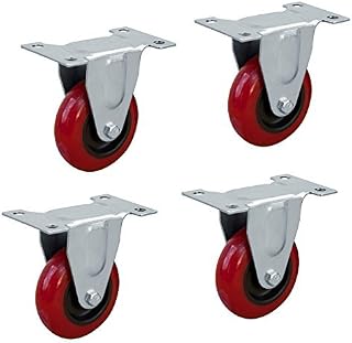 POWERTEC 17207 3 Inch Heavy Duty Fixed Plate Caster Wheels with 640 lbs Total Loads, Industrial Castor Wheels for Workbench, Dolly, Cart & Furniture, Set of 4