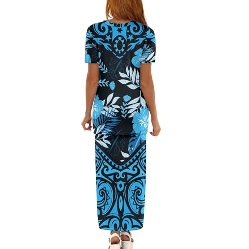 2024 Polynesian Tribal Samoa Dress Short Sleeve Womens Two Piece Set Outfits 2pcs3