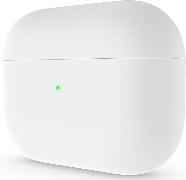 ORNARTO Compatible with AirPods Pro Case, Protective Liquid Silicone Case for AirPods Pro Soft Skin Front LED Visible Silicone Case, White