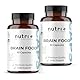 Nutri + Konzentrations Tabletten - Brain Booster 50 Kapseln - Gehirn Fokus Leistung - Supplement mit Koffein, Cholin, Ginseng - Brainfood vegan