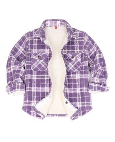 Image of ThCreasa Boys Sherpa Lined Plaid Button Shirt Jacket