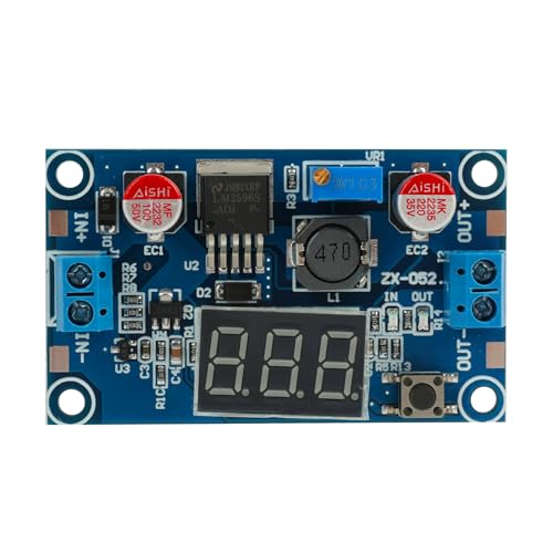 2 Stück DC-DC Buck Spannungswandler Leistungsmodul, Einstellbares Step-Down-Modul, Stabil 36V 24V 12V bis 5V 2A Netzteilmodul mit LED-Anzeige für Elektronikprojekte