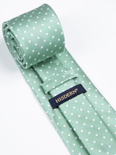 Image of HISDERN Polka Dot Ties for Men Classic Silk Ties and Pocket Square Formal Business Necktie Handkerchief Wedding Party