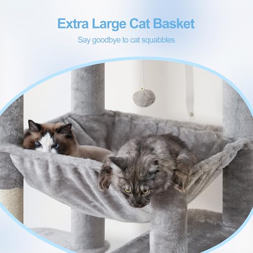 Torre para gatos Hey-brother de 80.7 pulgadas color gris claro miniatura 3