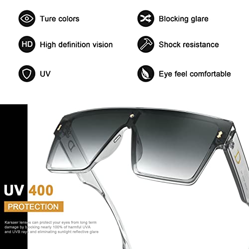 Karsaer Chic Oversized Square Women Men One Piece Sunglasses Fashion Flat Top Large Unisex Sunglasses Women Men K7110 #TOP5