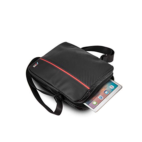 Pu Leather Tablet Bag - Pu Carbon & Red Stripe Shoulder/Messenger Bag 7-8" #TOP3