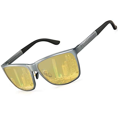 SOXICK 夜間運転サングラス ドライブ ナイトサングラス 夜用サングラス イエロー偏光レンズ UVカット 昼夜兼用 男女兼用 メンズ レディース