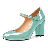 【Absatzhöhe】Mary Jane Chunky Blockabsatz High Heels Absatz Ca. 8.5 CM oder 3,4 Zoll. Sie sind mittelgroß, erhöhen die Höhe und haben eine schlankmachende Wirkung auf die Beine.